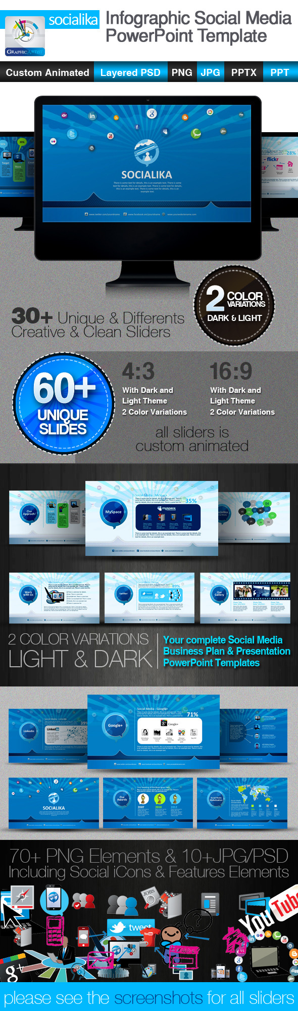 Socialika Infographic Social Media PowerPoint - Business PowerPoint Templates
