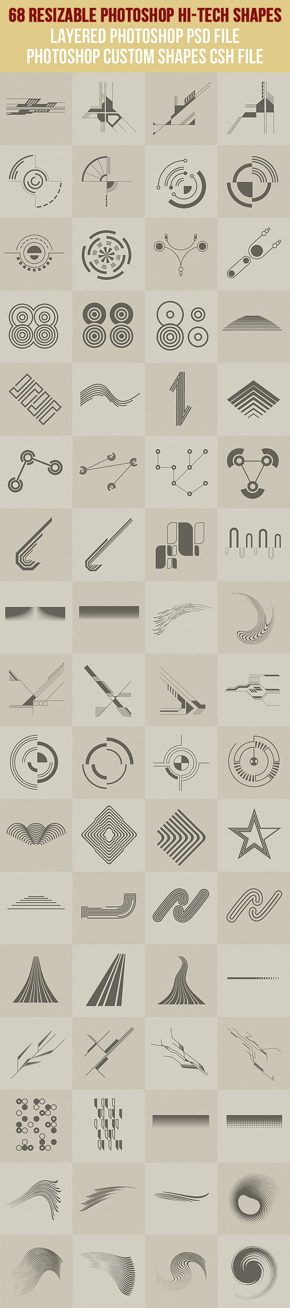 68 Photoshop Hi-Tech Shapes 1 - Symbols Shapes