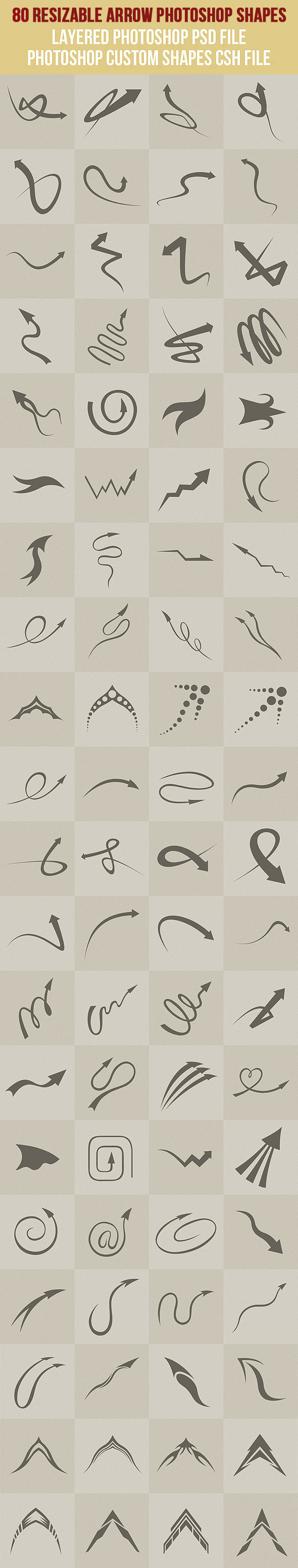 80 Arrow Photoshop Shapes - Symbols Shapes
