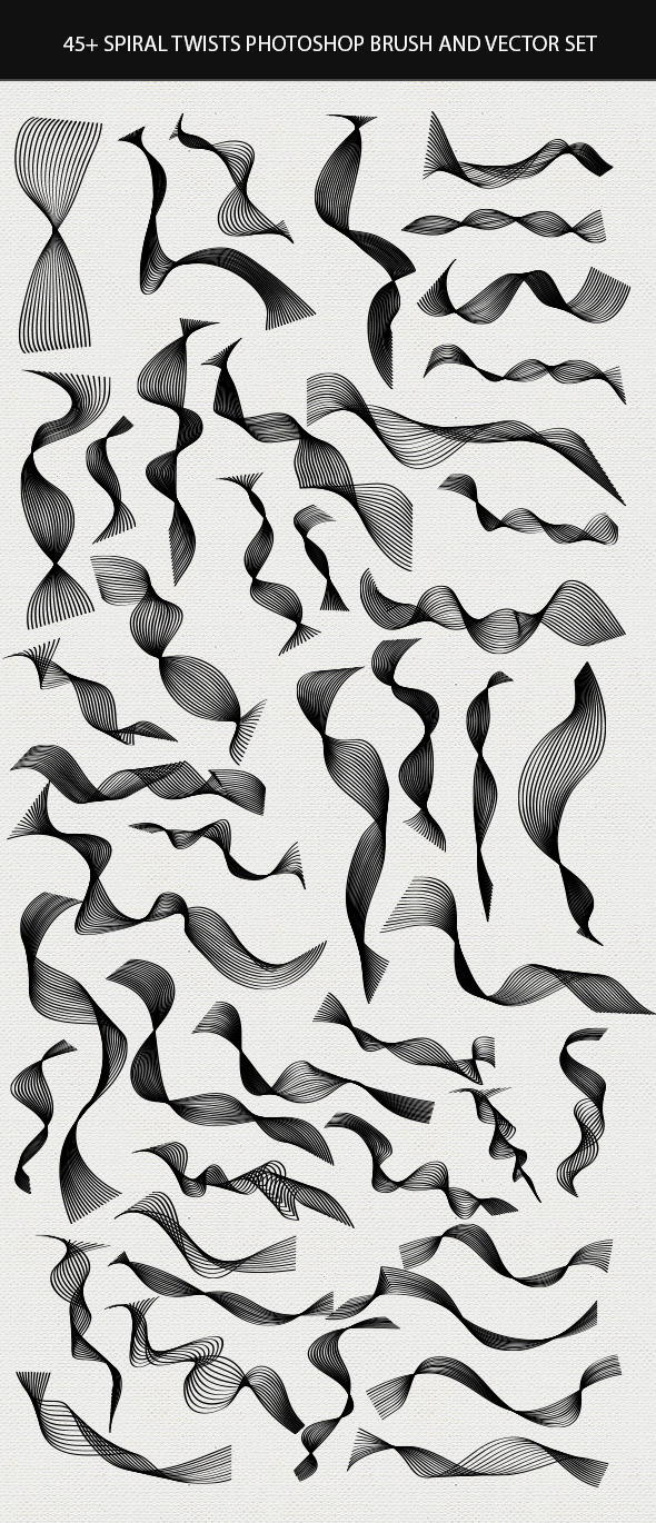 45 Spiral Twists PS Brush and Vector Set - Miscellaneous Brushes