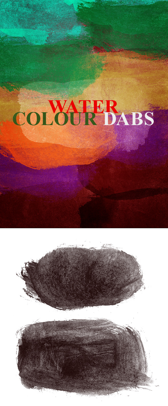 30 Watercolor Dabs Photoshop Brush - Grunge Brushes