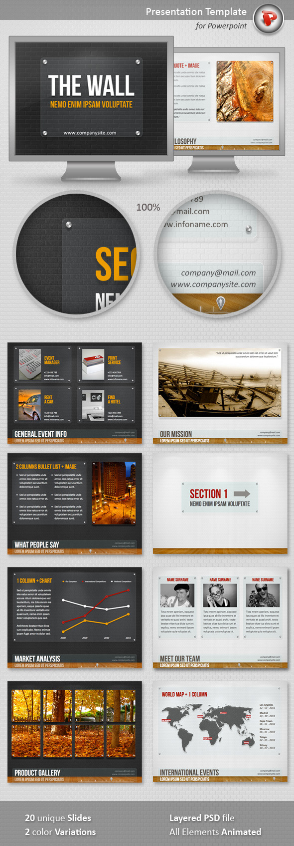 The Wall PowerPoint Template - PowerPoint Templates Presentation Templates