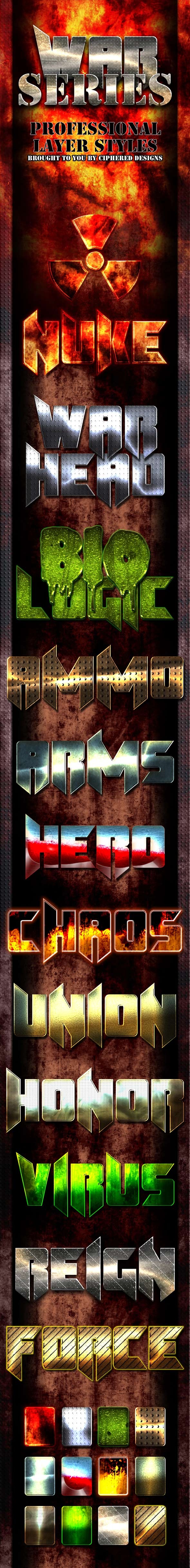 War Series - Professional Layer Styles - Text Effects Styles