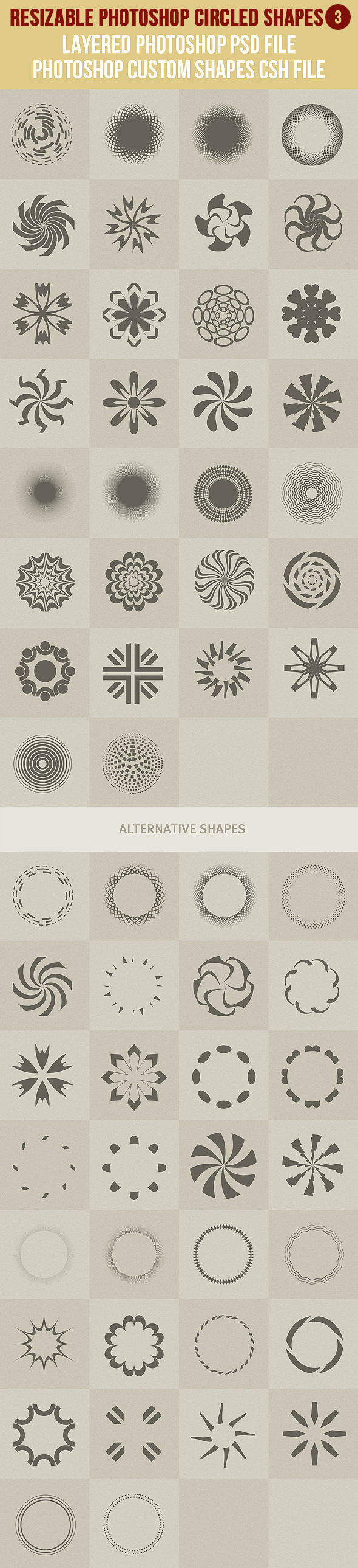 Photoshop Circled Shapes 3 - Symbols Shapes