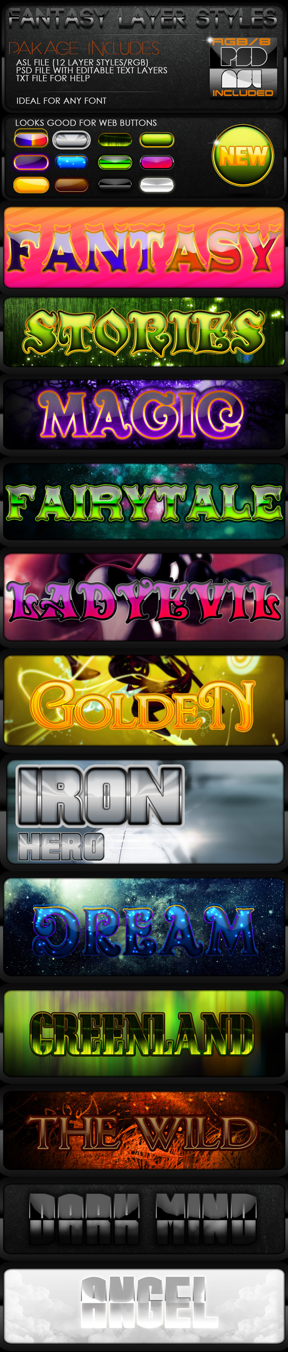 Fantasy Layer Styles - Text Effects Styles