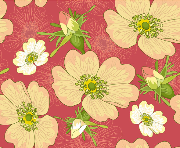 Seamless Background Wild Rose - Textures / Fills / Patterns Illustrator