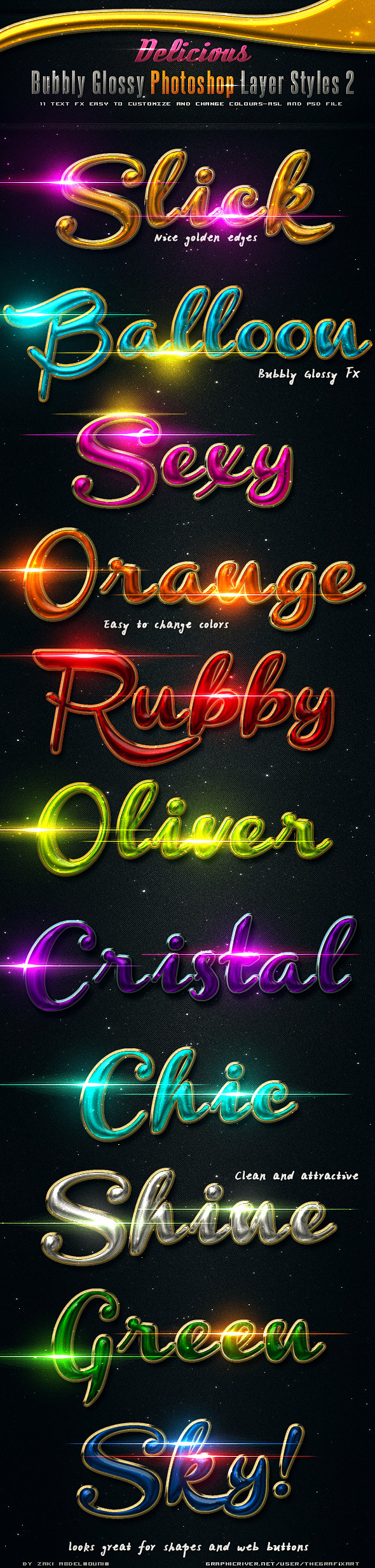 Delicious Bubbly Photoshop Styles 2 - Text Effects Styles