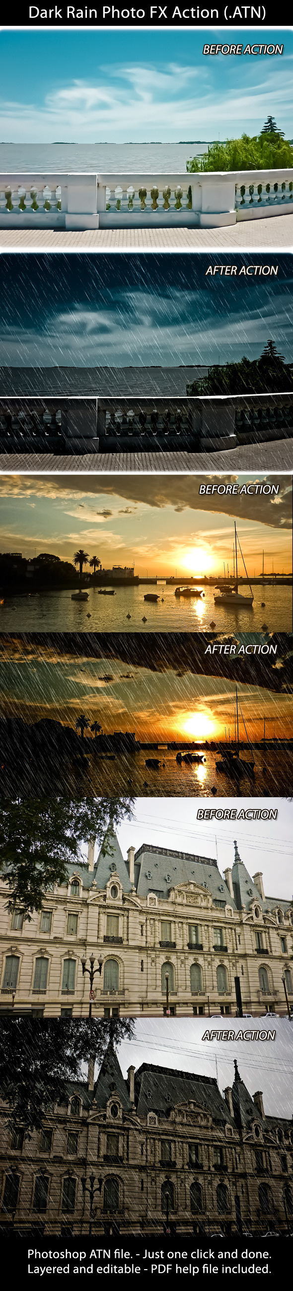 Dark Rain Photo FX Action - Photo Effects Actions