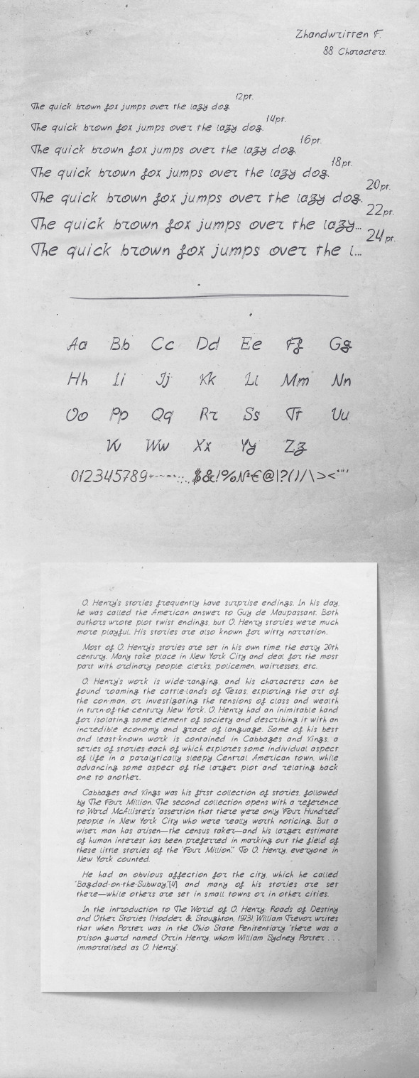 Zhandwritten_F - Handwriting Fonts