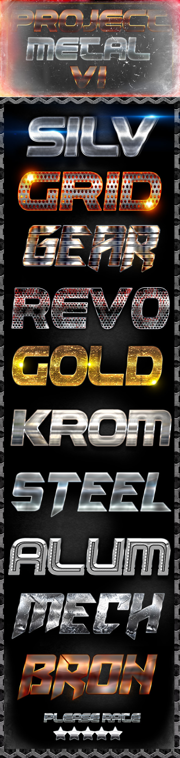 Project Metal V1 - Photoshop Text Styles - Photoshop Add-ons