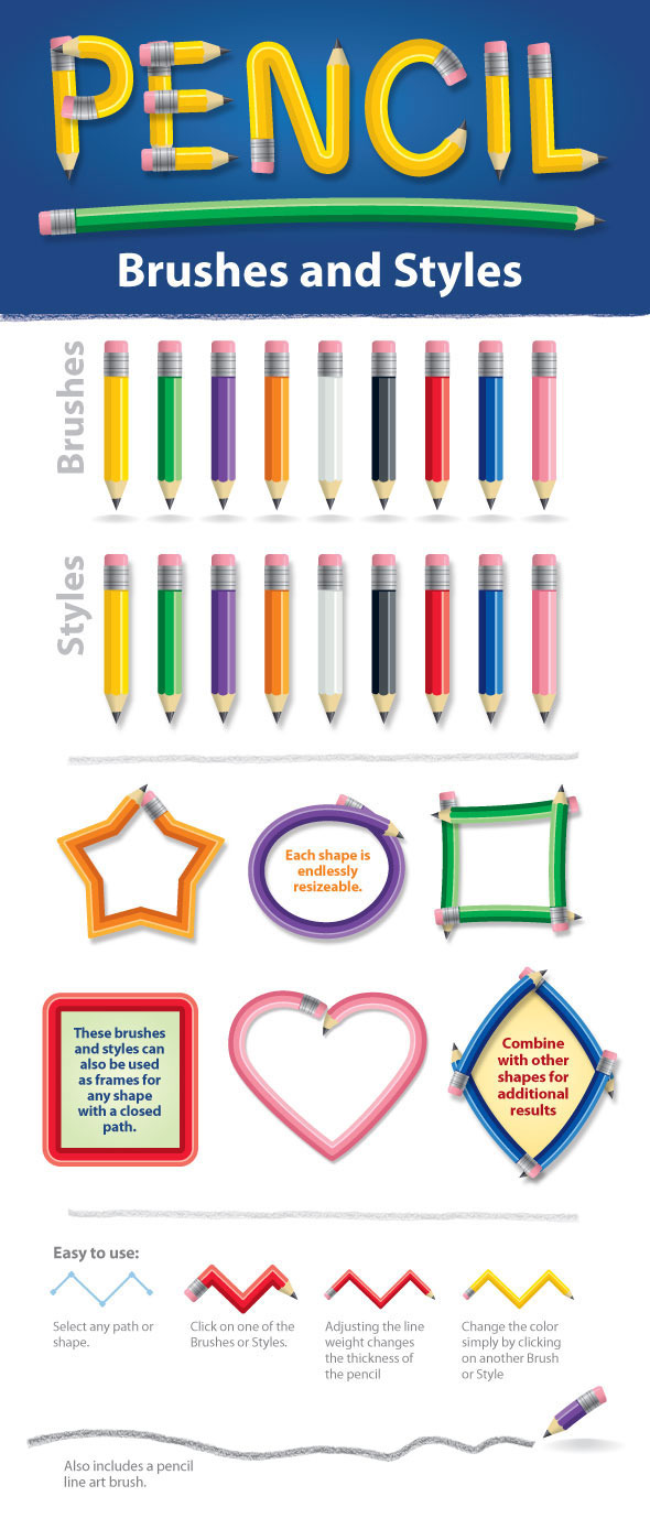 Pencil Brushes & Styles - Styles Illustrator