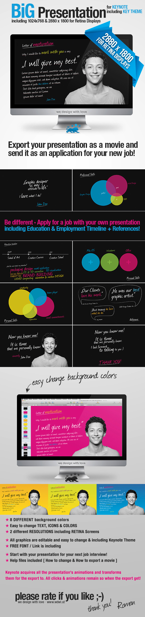 BiG Presentation including Resume/CV & Reference - Miscellaneous Keynote Templates
