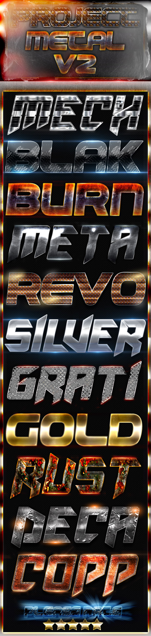 Project Metal V2 - Photoshop Text Styles - Text Effects Styles