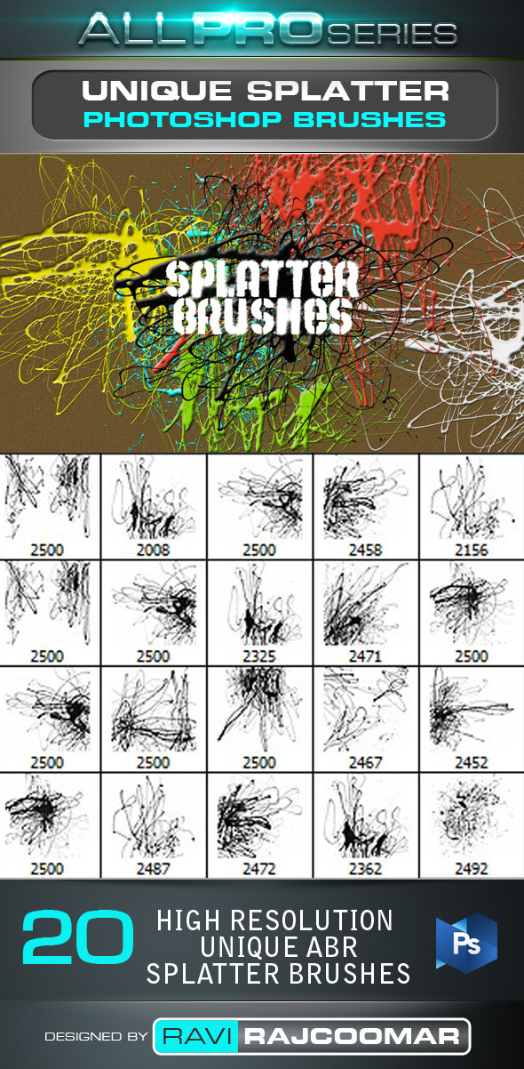 Unique Splatter Photoshop Brushes - Artistic Brushes