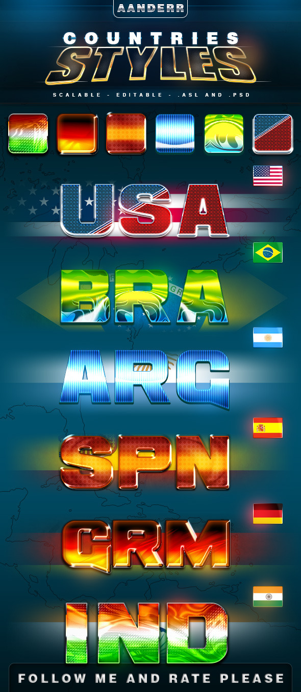 Countries Styles - Text Effects Styles