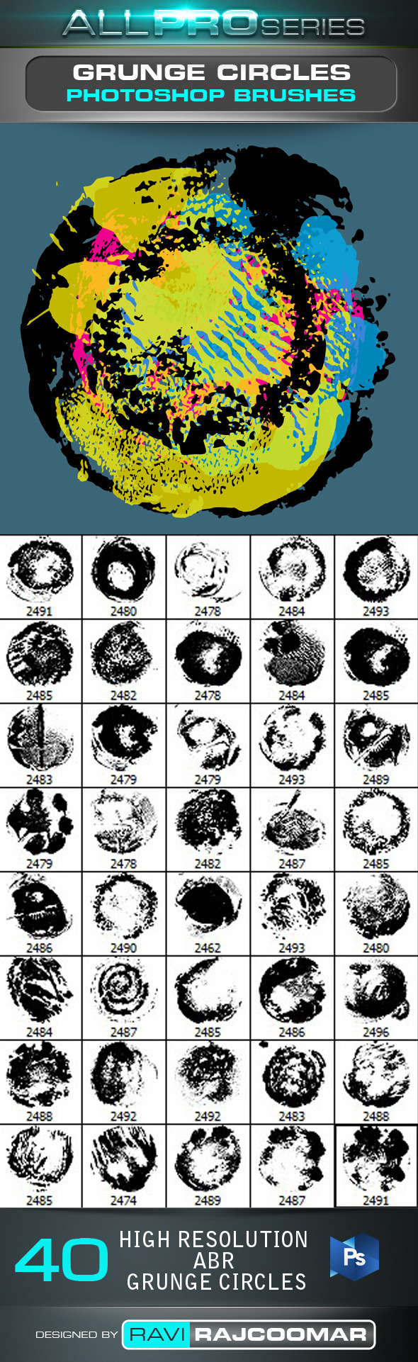 40 Grunge Circles Photoshop Brushes - Grunge Brushes