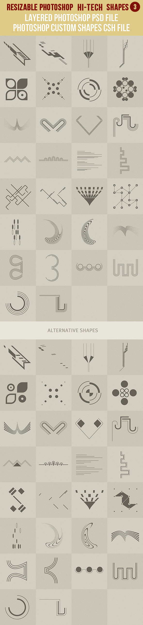 Photoshop Hi-Tech Shapes 3 - Symbols Shapes