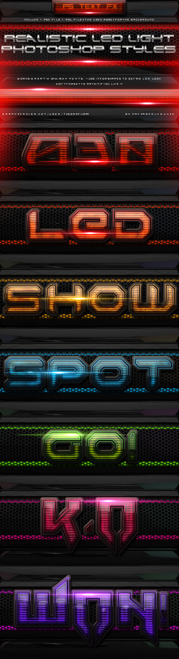Led Light Layer Styles - Text Effects Styles