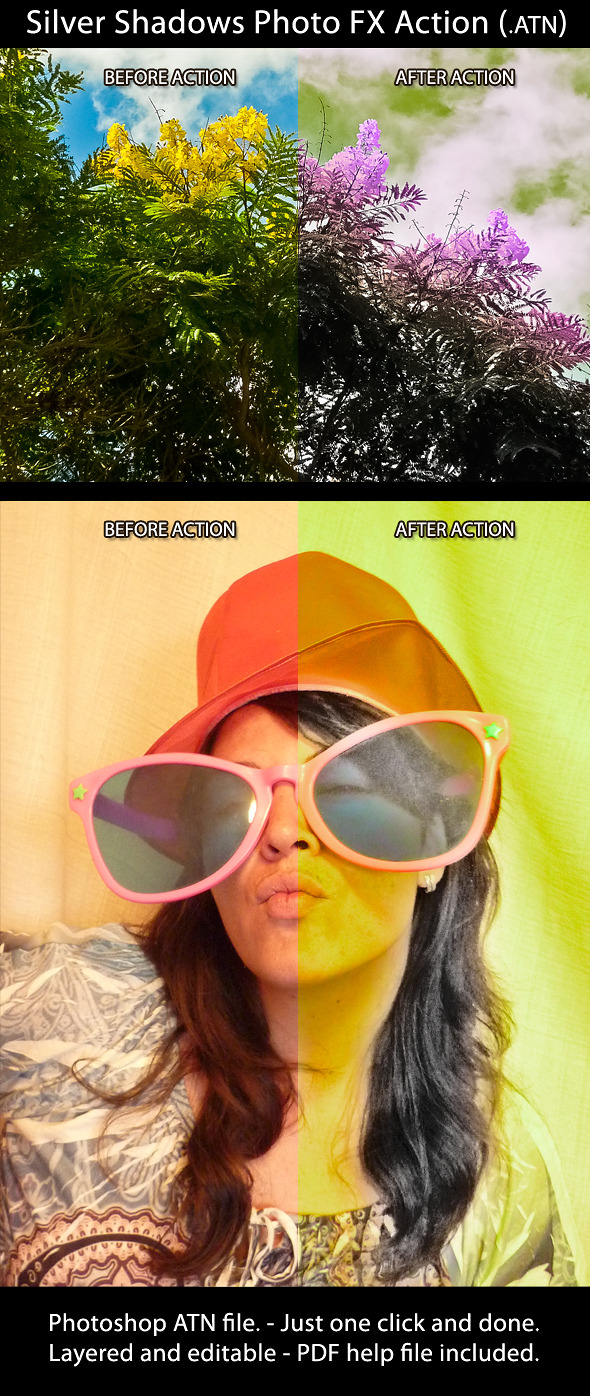 Silver Shadows Photo FX Action - Actions Photoshop