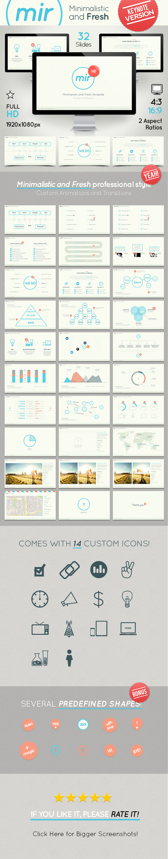 Mir- Minimalistic and Fresh Keynote Template - Keynote Templates Presentation Templates