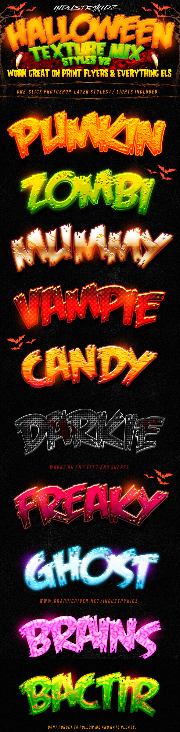 Halloween Photoshop Layer Styles V2 - Text Effects Styles