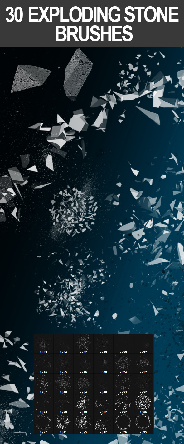 30 Exploding Stone Brushes - Abstract Brushes