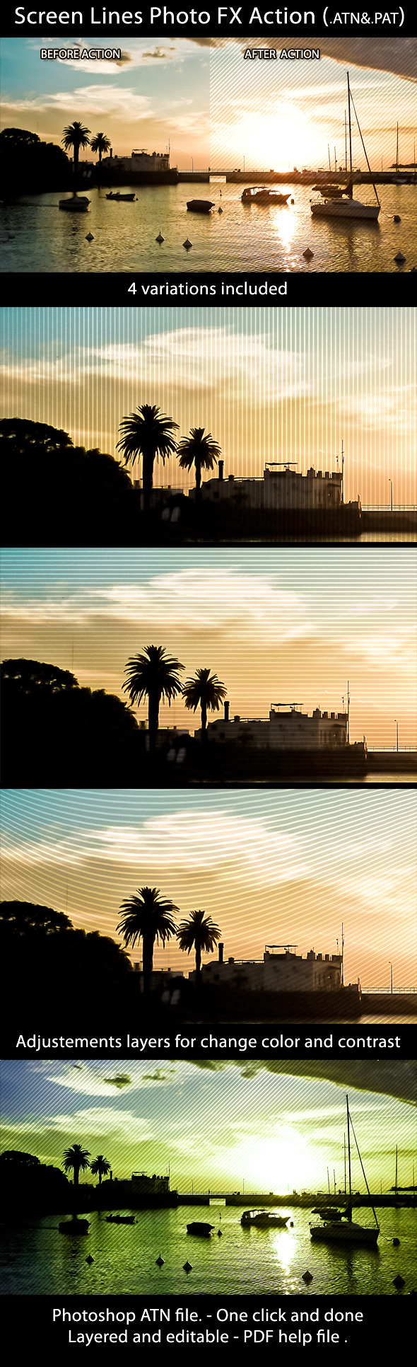Screen Lines Photo FX Action - Photo Effects Actions