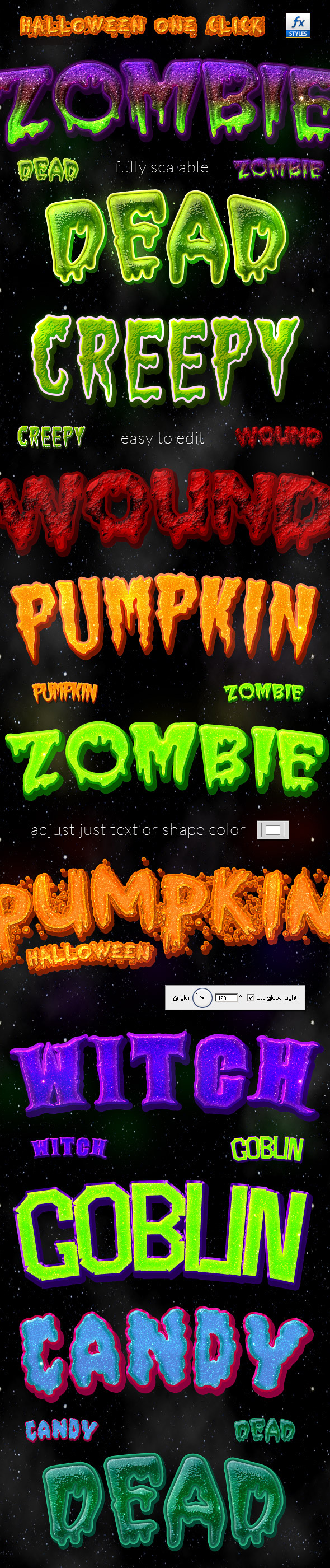 Halloween One Click Layer Styles - Text Effects Styles