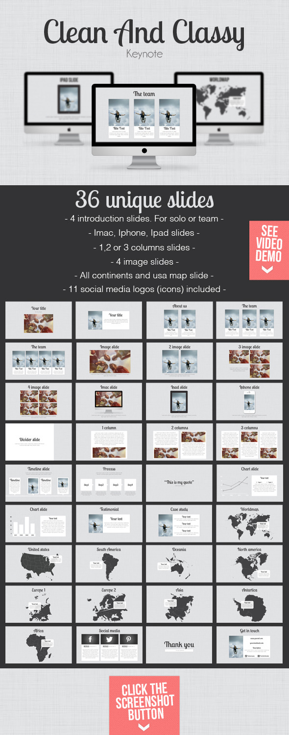 Clean And Classy Keynote presentation - Business Keynote Templates