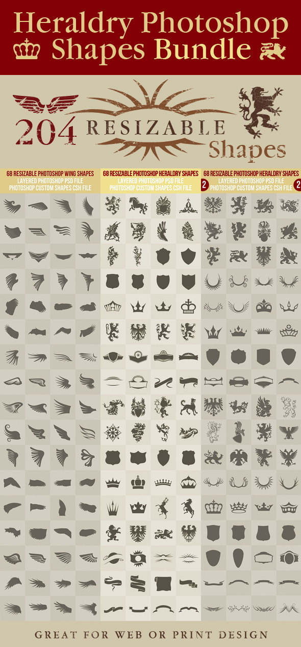 Heraldry Photoshop Shapes Bundle - Symbols Shapes