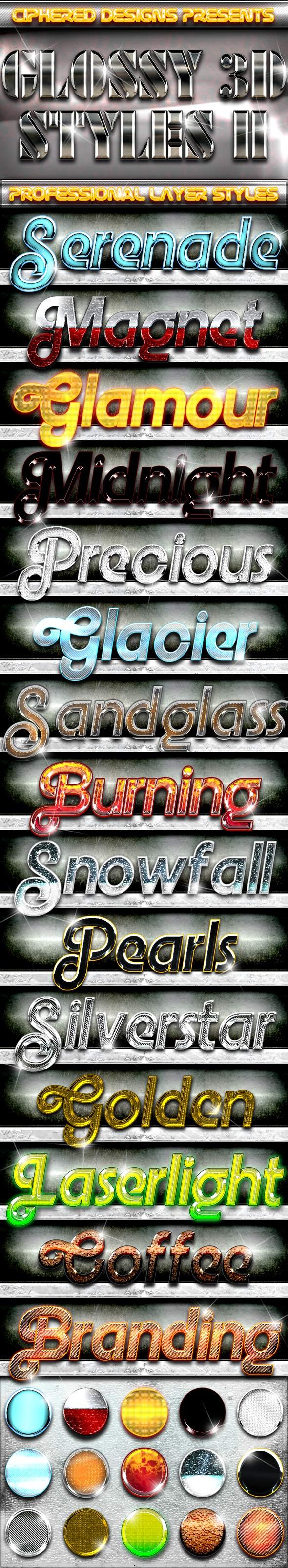Glossy 3D Styles II - Professional Layer Styles - Text Effects Styles
