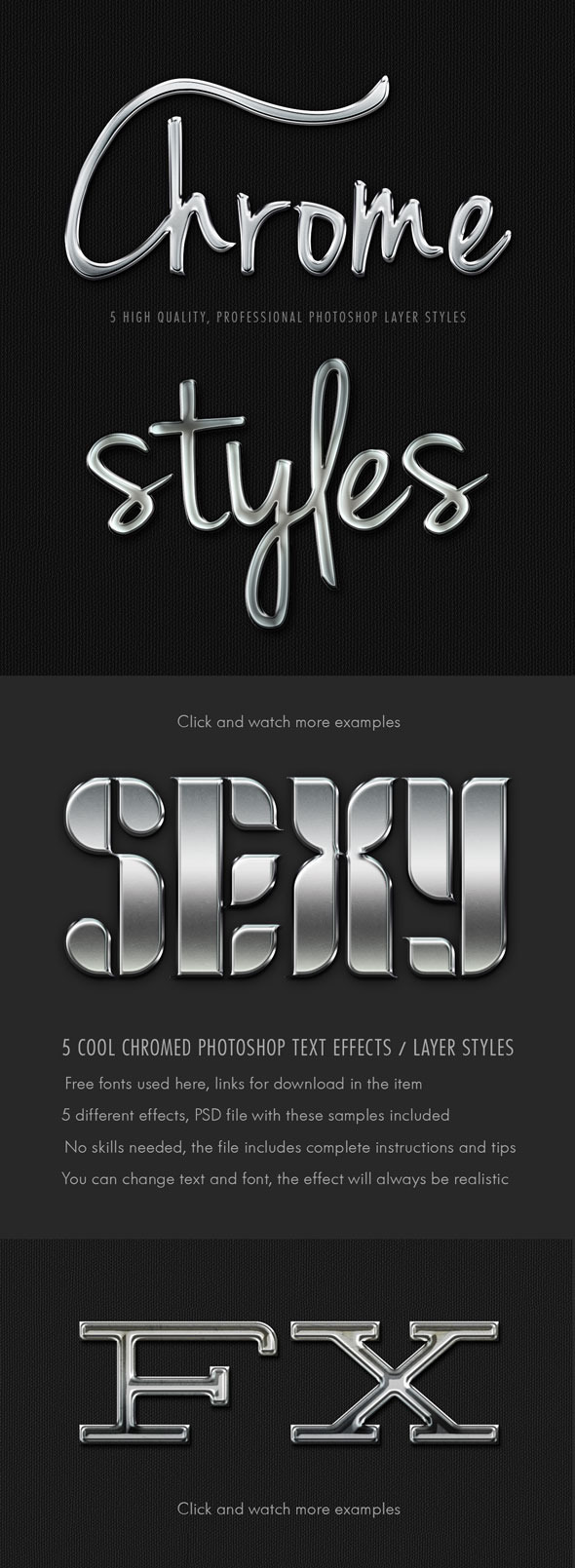 5 Realistic Pro Chrome Layer Styles - Text Effects Styles
