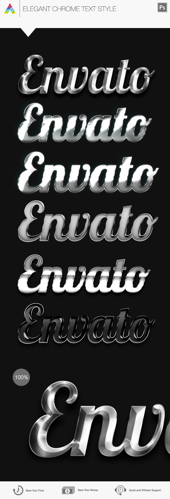 Chrome Text Style - Text Effects Actions