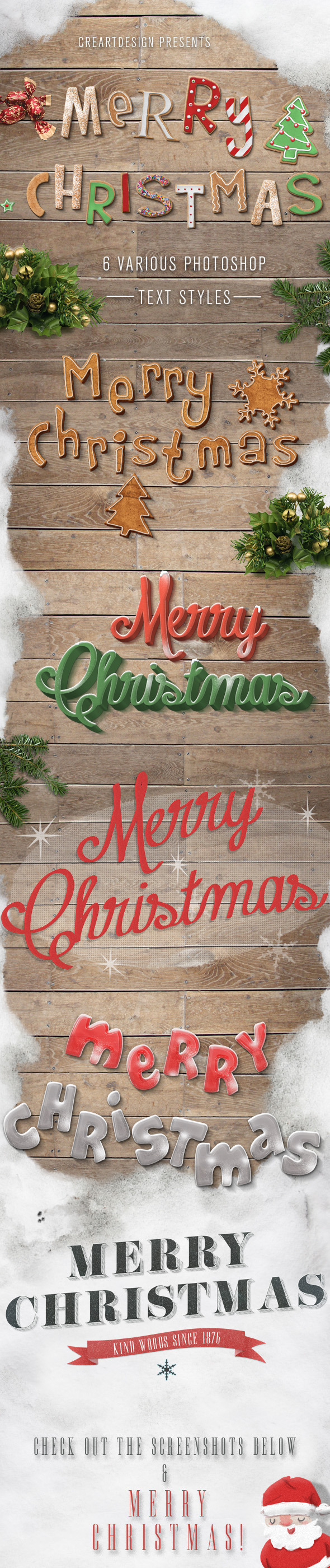 free christmas photoshop styles text effects
