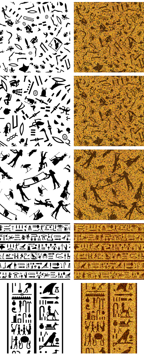 Set of Egyptian Seamless Backgrounds - Textures / Fills / Patterns Illustrator