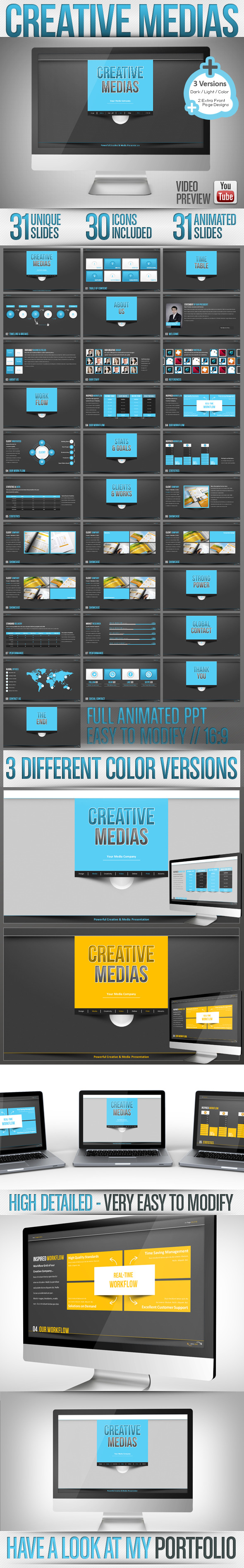 Creative Media - Powerpoint Dark & Light / Full HD - Creative PowerPoint Templates