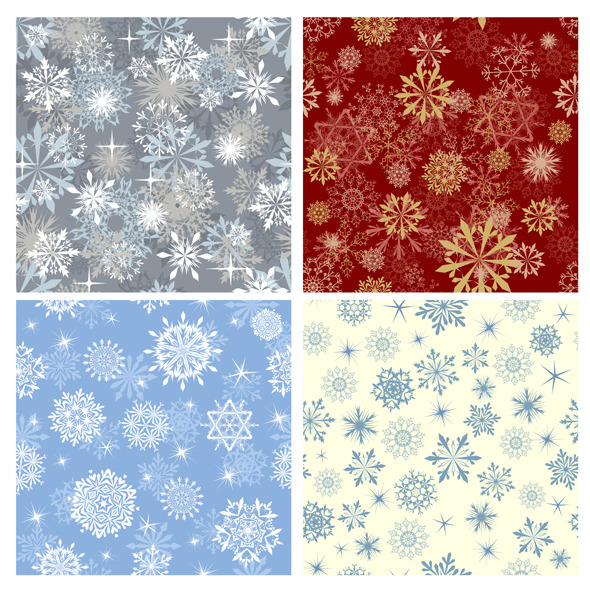 Snowflake Seamless Pattern Set - Textures / Fills / Patterns Illustrator