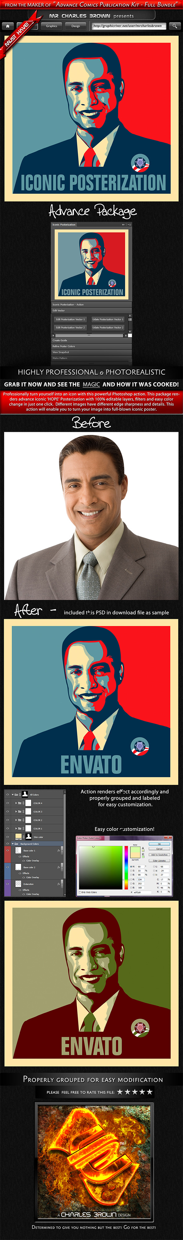 Advance Iconic Posterization Action - Photo Effects Actions