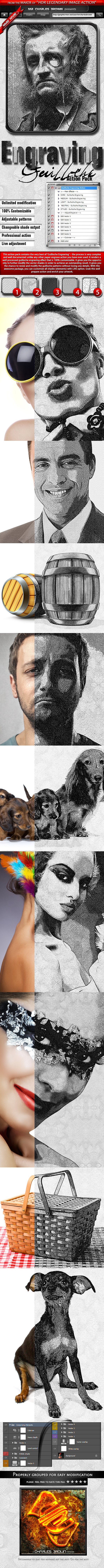 Guilloche Engraving Action Pack - Photo Effects Actions