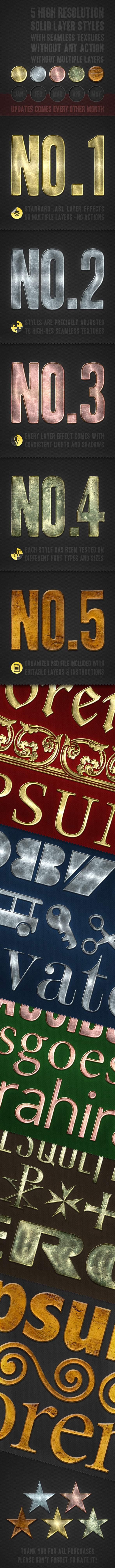 5 HD Solid Layer Photoshop Styles - Text Effects Styles