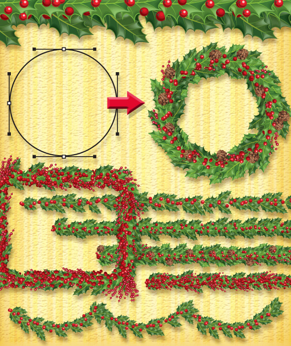 Christmas Holly Brush - Brushes Illustrator