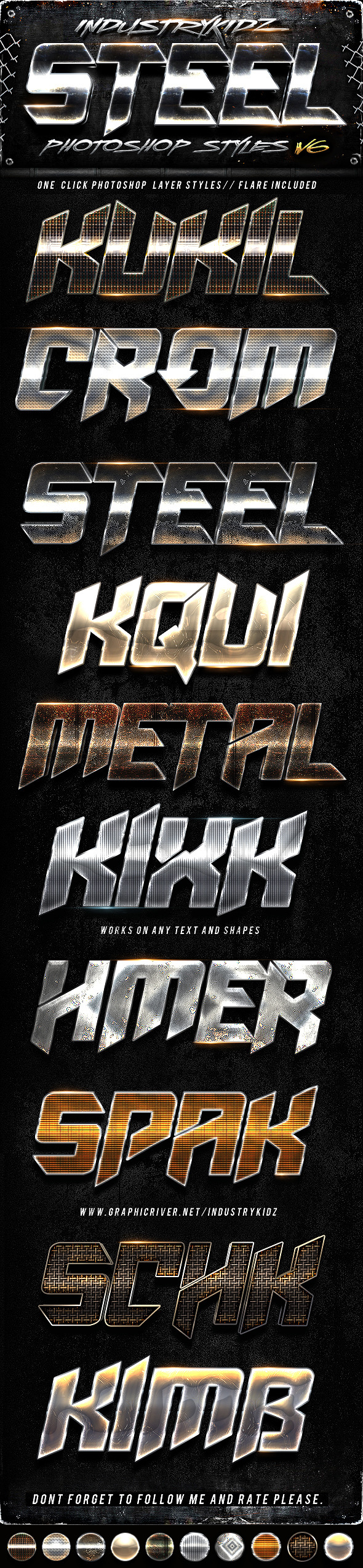 Metal Steel Photoshop Layers Styles V6 - Text Effects Styles