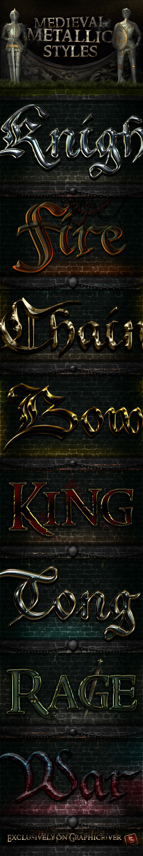 Metallic Medieval Styles - Styles Photoshop