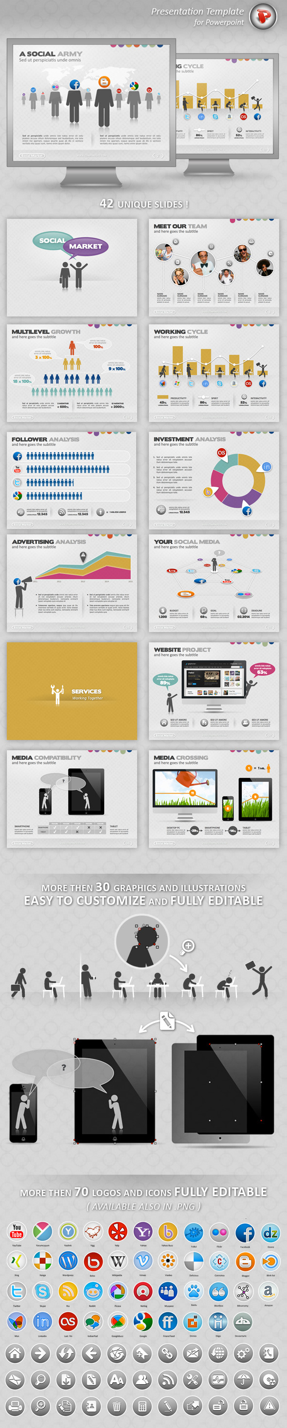Social Market Powerpoint Presentation - PowerPoint Templates Presentation Templates