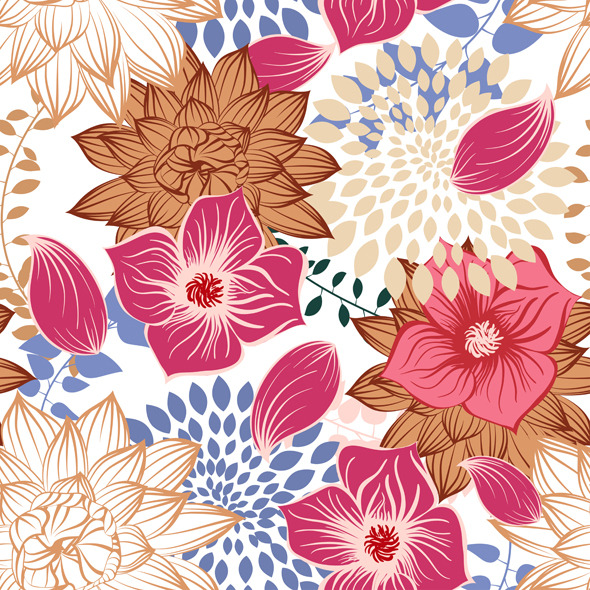Seamless Floral Pattern - Textures / Fills / Patterns Illustrator