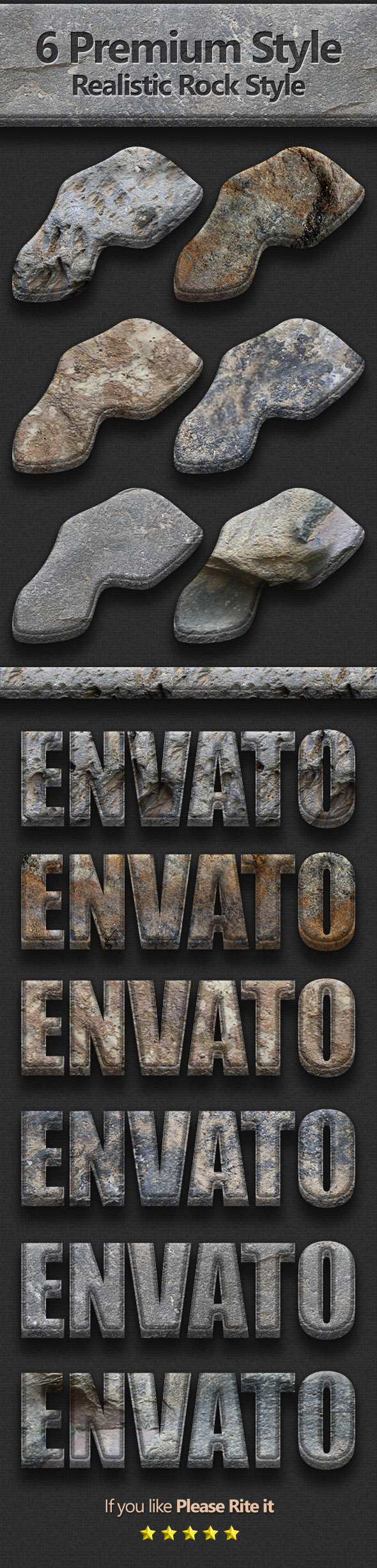 6 Premium Realistic Rock Style - Text Effects Styles