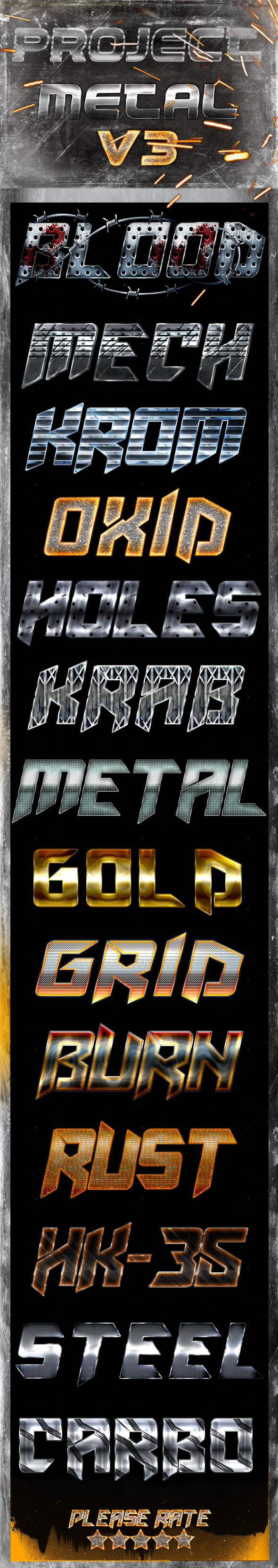 Project Metal V3 - Photoshop Text Styles - Text Effects Styles