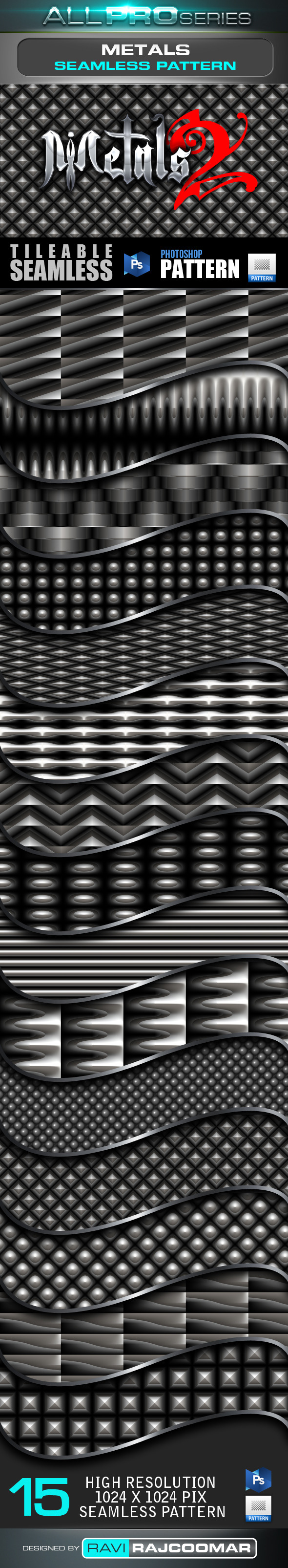 Metals Seamless Tileable Pattern Vol.2 - Textures / Fills / Patterns Photoshop