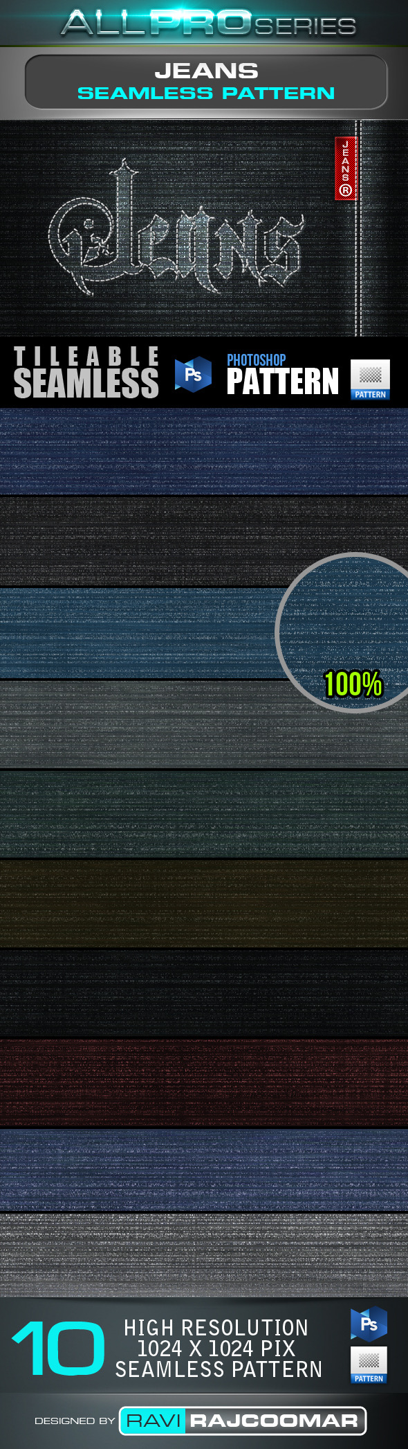 Jeans Seamless Tileable Pattern - Textures / Fills / Patterns Photoshop