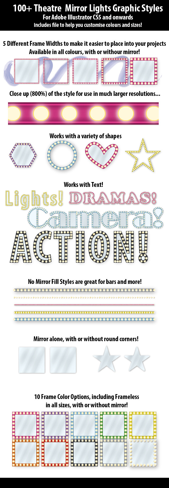 100+ Theatre Mirror Lights Graphic Styles - Styles Illustrator